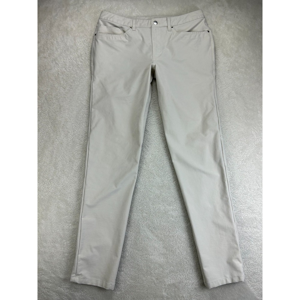Lululemon ABC Pants Mens 33 Light Beige Slim Fit Utilitech 5-Pocket Flat Front